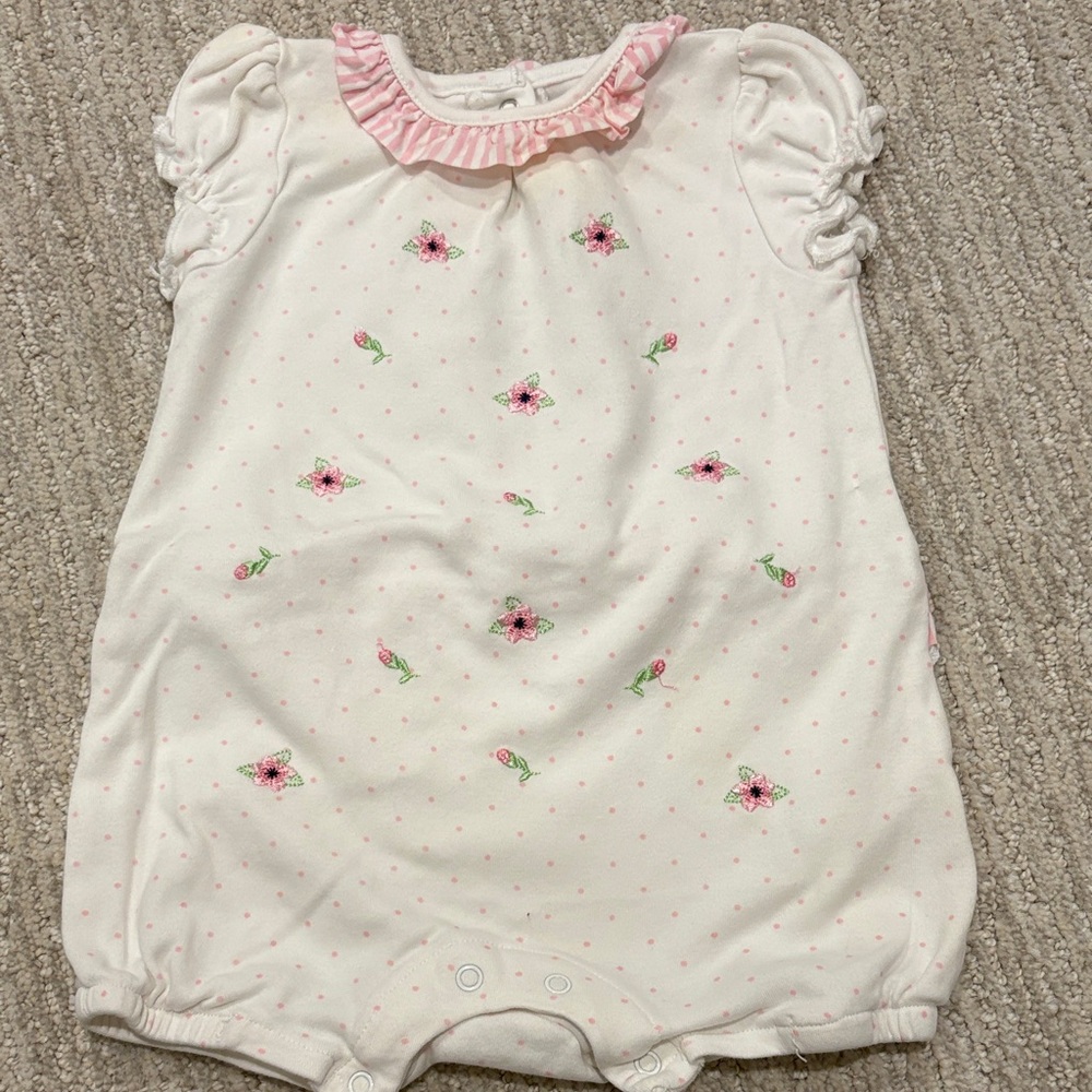 Hatley White Baby Romper with Pink Accents